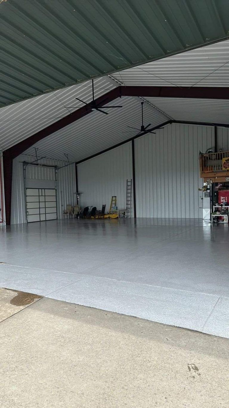 Coated concrete steps and walkway